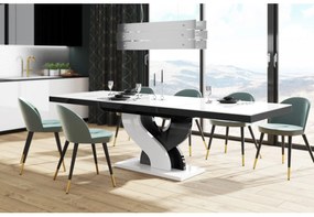 Luxusný rozkladací jedálenský stôl BELLA biela / čierna
