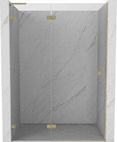 Mexen, Mexen Lunar L Otočné ľavé sprchové dvere 135 cm, transparentné, brúsené zlaté - 834L-135-000-55-00-L
