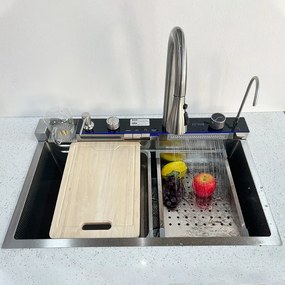 Multifunkčný inteligentný drez BestBerg BBSS-20S / 75 x 45 x 22 cm / nerezová oceľ / strieborná