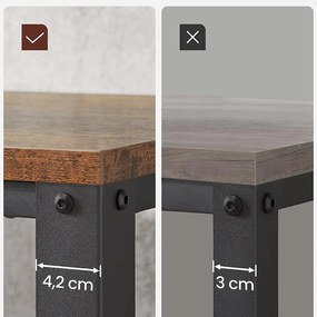 Konferenčný stolík v industriálnom štýle s mriežkovou policou, rustikálny hnedý