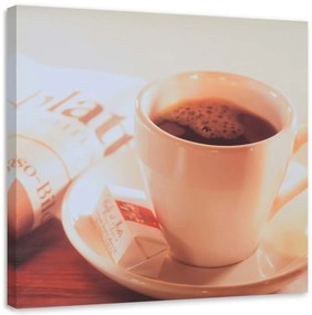 Obraz na plátně Šálek kávy a noviny - 60x60 cm
