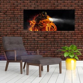 Obraz - Motorkár s plameňmi (120x50 cm)