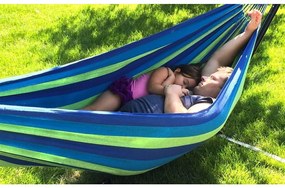 Modrozelená hojdacia sieť HAMMOCK pre 2 osoby 200x150 cm