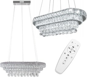 Toolight Toolight, Krištáľové závesné stropné svietidlo LED 102W + diaľkové ovládanie APP417-CP, chrómová, OSW-65015
