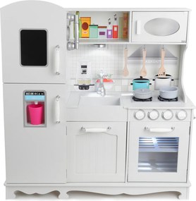 Drevená detská kuchynka s LED osvetlením, doplnkami a zvukovými efektmi