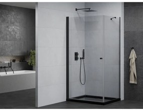 Mexen Pretoria, sprchovací kút 100 (dvere) x 90 (stena) cm, 6mm číre sklo, čierny profil + čierna sprchová vanička, 852-100-090-70-00-4070B