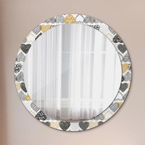 Okrúhle ozdobné zrkadlo Srdcia doodle fi 90 cm