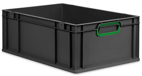 Sada 4 kusov - Eurobox Next Gen 2.0 Cycle - Stohovateľný kontajner s uzavretými rukoväťami - Zelený - 600 x 400 x 220 mm - Antracit