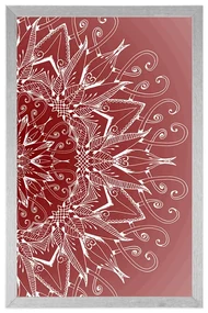 Plagát biela Mandala na červenom pozadí - 30x45 silver