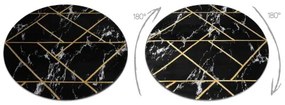 Koberec okrúhly EMERALD exkluzívne 2000 glamour, štýlový mramor, geometrický čierna / zlato Veľkosť: kruh 200 cm