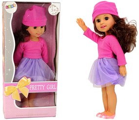Lean Toys Veľká bábika dievčatko s hnedými vlasmi