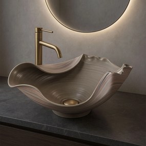 Rea Handmade Art, keramické umývadlo na dosku 530x380x220 mm, béžová-hnedá, REA-U6327