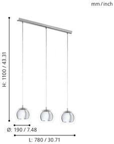 Eglo 94593 - Luster ROCAMAR 3xE27/60W/230V