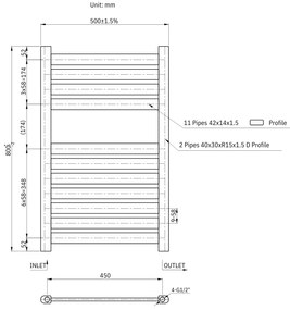 Gamma Artic, vykurovacie teleso 500x800 mm, 327 W, biela matná, GMA-ARCT-8050-WH