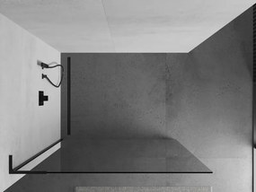 Mexen Kioto L, sprchová zástena Walk-In 70 x 200 cm, 8mm číre sklo, čierny profil, 800-070-103-70-00