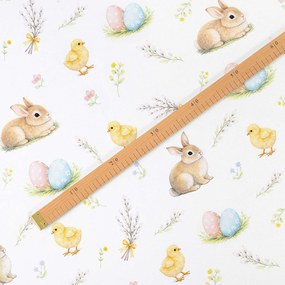 Goldea veľkonočná teflónová látka na obrusy - veselá veľká noc 160 cm