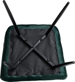 Tmavozelené jedálenské kreslo MARLEN VELVET s čiernymi nohami