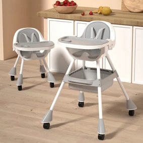 Praktická detská stolička na kŕmenie 3v1 ružová