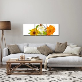 Obraz kvetinového oleja (s hodinami) (90x30 cm)