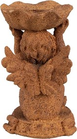 Svietnik dekoratívna hrdzavá figúrka anjel - 7*7*12 cm