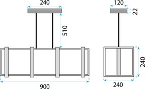 Toolight Toolight, závesné svietidlo 4xE27 APP1577-5C, čierna-hnedá, OSW-03608