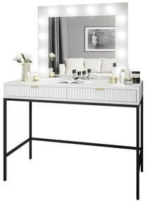 TOALETNÝ STOLÍK VIGGO BIELY + ČIERNY PODSTAVEC + ZRKADLO
