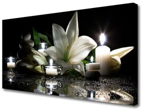 Obraz Canvas Ľalia sviečky kamene kúpele 120x60 cm