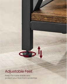 Konferenčný stolík, s otvárateľným priestorom, 60 x 100 x (48-62) cm, rustikálny hnedý