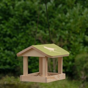 Závesné kŕmidlo pre vtáky Elisa, 19,5x24x24 cm, drevo, hnedá/zelená