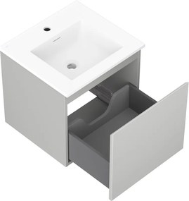 Mexen Orio, kúpeľňová skrinka 50 cm s umývadlom Otis, 1 zásuvka, šedá matná/biela matná, 91A10-05047-1-BF62-W18M01