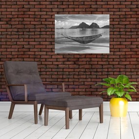 Sklenený obraz - Hojdacia sieť na pláži (70x50 cm)