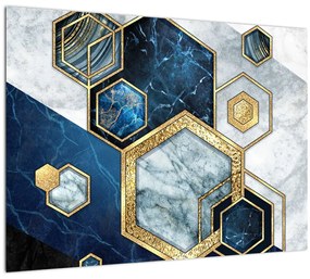 Obraz - Mramorové hexagóny (70x50 cm)