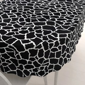Biante Zamatový oválny obrus Tamara TMR-015 Čiernobiely žirafí vzor 140x160 cm