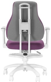 Detská rastúca stolička Neoseat KINDER WHITE — látka, šedá / fialová