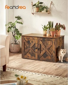 Skrinka na toaletu pre mačky, rustikálna hnedá