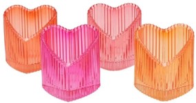 4ks červený mix sklenený svietnik srdca Love Hearts - 7*8 cm