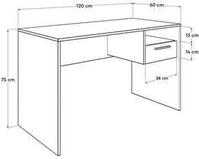 PC stolík Calliope 2 (antracit + dub) . Vlastná spoľahlivá doprava až k Vám domov. 1109390