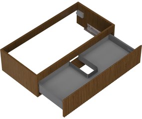 Mexen Rivel, kúpeľňová skrinka 90 cm, 1 zásuvka, drážkovaná, orech, 91A20-09023-1-BF86