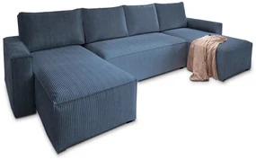 Tmavo modrá sedacia súprava do U SMART COSARO 295x140 cm