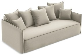 Béžová zamatová rozkladacia/s úložným priestorom pohovka 225 cm Hula – Makamii