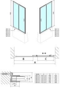 Polysan Polysan, DEEP sprchové dvere 1500x1650mm, číre sklo, MD1516