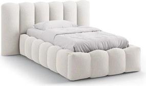 Krémovobiela čalúnená jednolôžková posteľ s úložným priestorom s roštom 90x200 cm Lupine – Micadoni