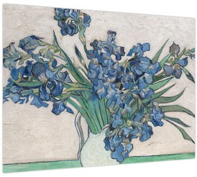 Sklenený obraz - Vincent van Gogh, Irises, reprodukcia (70x50 cm)