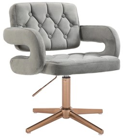 LuxuryForm DESIGN Kreslo ADRIA VELUR na zlatom kríži - šedé