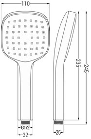 Mexen Uno, podomietkový sprchový set DR33, čierna, 71435DR33-70