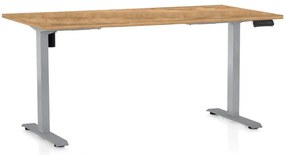Výškovo nastaviteľný stôl OfficeTech B, 160 x 80 cm, sivá podnož, dub zlatý