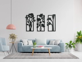 drevko Viacdielny obraz Kvitnúce kvety Rozmer obrazu: 38 x 65 cm, Farba dekorácie: Čierna