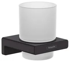 Držiak pohára a kefiek Hansgrohe AddStoris vrátane poháre vo farbe matná čierna 41749670, 1 ks