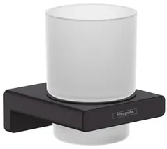 Držiak pohára a kefiek Hansgrohe AddStoris vrátane poháre vo farbe matná čierna 41749670