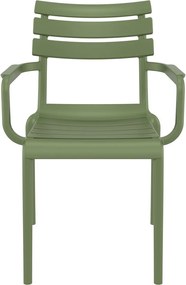 PARIS záhradná stolička s podrúčkami olive green